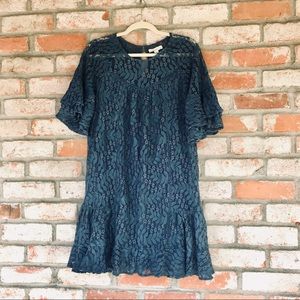 🌙Blue Lace Ruffles Dress